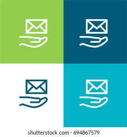 Mail green and blue material color minimal icon or logo design
