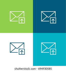 Mail green and blue material color minimal icon or logo design