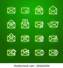 Mail green icon set