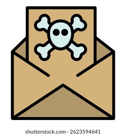Mail hacker icon. Outline mail hacker vector icon color flat isolated