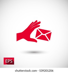 mail in hand icon. One of set web icons