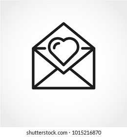 Mail and heart Icon Isolated on White Background