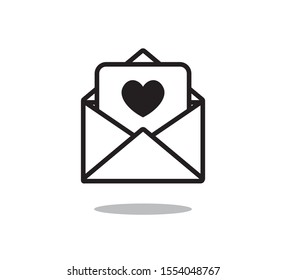 Mail with Heart Icon, Vector Design