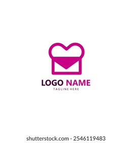 mail heart logo design vector