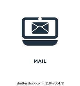 Mail icon. Black filled vector illustration. Mail symbol on white background. Can be used in web and mobile.