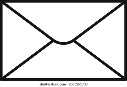 Mail icon. Black line envelope sign. Letter symbol