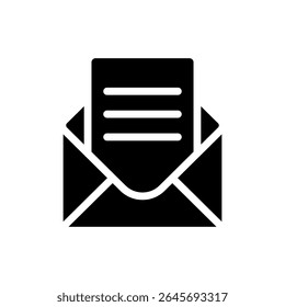 Mail icon. Black vector illustration.