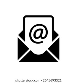 Mail icon. Black vector illustration.