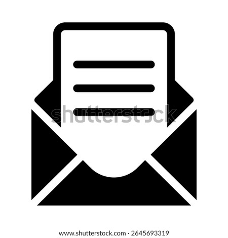 Mail icon. Black vector illustration.