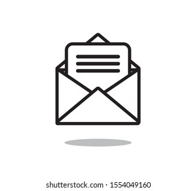 Mail Icon, Black and White Vector Design