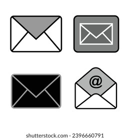 Icono de correo, diseño de iconos de vector blanco y negro