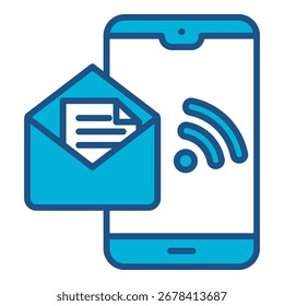 Ícone De Email Em Design Plano Monocromático Azul, Ilustração De Vetor