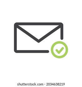 Mail icon with checkmark OK. 