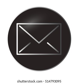 Mail icon in a circle on a black background with gray gradient stroke. Vector illustration