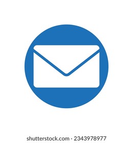 Mail icon. Closed envelope in a blue circle. Message symbol. Vector illustration. Eps 10.