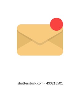 Mail icon closeup. Mail icon vector illustration. Yellow mail icon isolated on white background