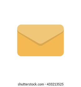 Mail icon closeup. Mail icon vector illustration. Yellow mail icon isolated on white background