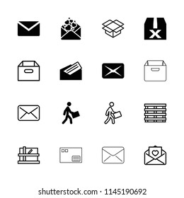 Mail icon. collection of 16 mail filled and outline icons such as courier, love letter, letter, parcel, question box, box. editable mail icons for web and mobile.
