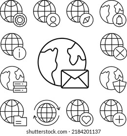 E-Mail-Symbol in einer Sammlung mit anderen Elementen