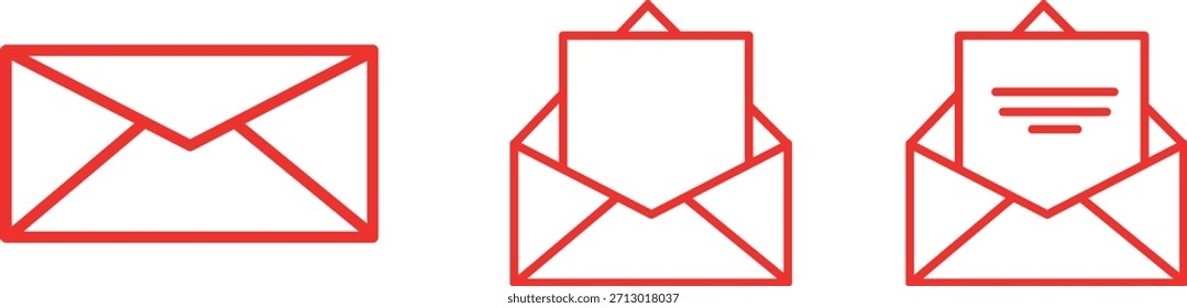 Icono de correo colección. Conjunto de Vector de sobre de arte de línea delgada. Correo electrónico, mensaje, notificación, enviar, recibir, abrir conceptos de correo. ELEMENTOS gráficos de interfaz de usuario, UX y Diseño web.