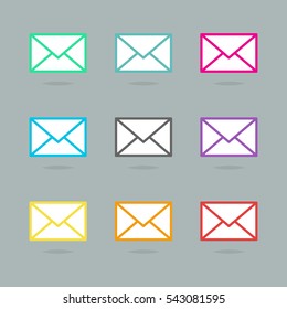 Mail icon colorful set vector