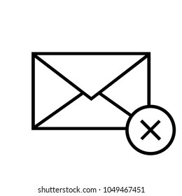 Mail icon with delete sign. Message icon. Flat design style. Vector illustration, eps10.