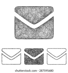 Mail icon design set - sketch line art 