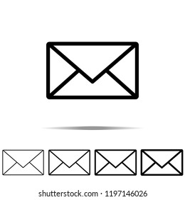 icono de correo en diferentes formas, espesor. Esquema simple vector web para UI y UX, sitio web o aplicación móvil