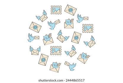 mail. the icon. doodle icon. Doodle. drawing. letter. send a message. receive a letter. an email. vector. He is respectable. the point of issue of the letter. mail delivery. a sealed envelope. an enve