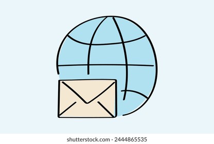 mail. the icon. doodle icon. Doodle. drawing. letter. send a message. receive a letter. an email. vector. He is respectable. the point of issue of the letter. mail delivery. a sealed envelope. an enve
