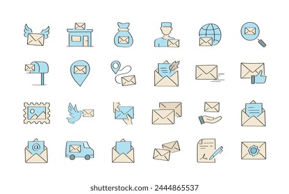 mail. the icon. doodle icon. Doodle. drawing. letter. send a message. receive a letter. an email. vector. He is respectable. the point of issue of the letter. mail delivery. a sealed envelope. an enve