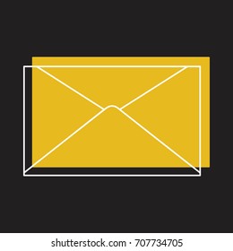 Mail icon in doodle style vector illustration for design and web isolated on black background. Mail vector object for label and advertising