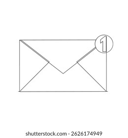 Desenho do ícone de e-mail. ícone de e-mail vetor. Ícone de email. Linha contínua de ilustração de envelope