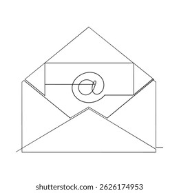 Desenho do ícone de e-mail. ícone de e-mail vetor. Ícone de email. Linha contínua de ilustração de envelope