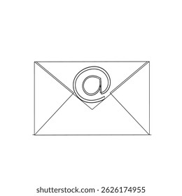 Desenho do ícone de e-mail. ícone de e-mail vetor. Ícone de email. Linha contínua de ilustração de envelope