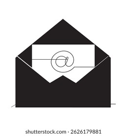 Desenho do ícone de e-mail. ícone de e-mail vetor. Ícone de email. Ilustração do envelope. Linha contínua. silhueta