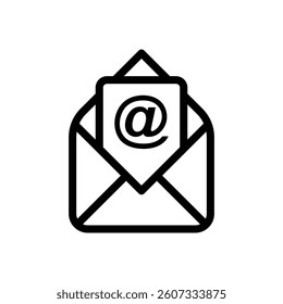 Mail icon. Email communication. Opened newsletter. Vector illustration.