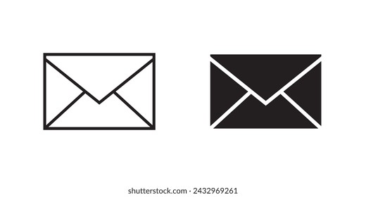 Icono de correo, botón de iconos de sobres de correo electrónico, vector, signo, símbolo, logotipo, ilustración, trazo editable, estilo de diseño plano aislado en blanco