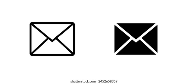 Icono de correo, Botón de iconos de sobres de correo electrónico, Vector, signo, símbolo, logotipo, ilustración, trazo editable, estilo de diseño plano aislado en blanco