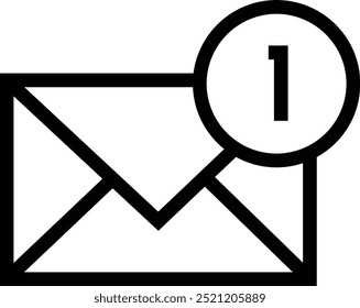 Ícone de email, email, postagem, carta, envelope, newsletter, nova mensagem de notificação isolada no fundo transparente. Design plano fino com estrutura de tópicos, ícones de e-mail adaptados para a Web, site da Web, aplicativo móvel, UI