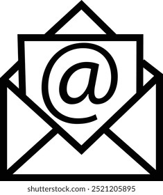 Ícone de email, email, postagem, carta, envelope, newsletter, nova mensagem de notificação isolada no fundo transparente. Design plano fino com estrutura de tópicos, ícones de e-mail adaptados para a Web, site da Web, aplicativo móvel, UI