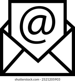 Ícone de email, email, postagem, carta, envelope, newsletter, nova mensagem de notificação isolada no fundo transparente. Design plano fino com estrutura de tópicos, ícones de e-mail adaptados para a Web, site da Web, aplicativo móvel, UI