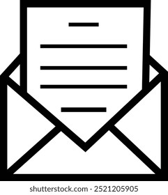 Ícone de email, email, postagem, carta, envelope, newsletter, nova mensagem de notificação isolada no fundo transparente. Design plano fino com estrutura de tópicos, ícones de e-mail adaptados para a Web, site da Web, aplicativo móvel, UI