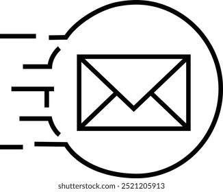 Ícone de email, email, postagem, carta, envelope, newsletter, nova mensagem de notificação isolada no fundo transparente. Design plano fino com estrutura de tópicos, ícones de e-mail adaptados para a Web, site da Web, aplicativo móvel, UI