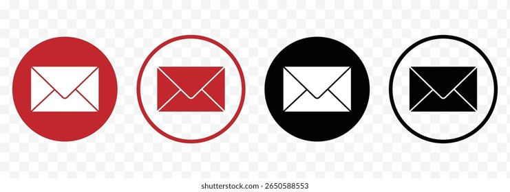 Ícone Correio. Assinatura de email. Conjunto de vetores de envelope. Enviar sinal de mensagem. Mensagem recebida. Simples ícone de envelope preto e branco com um design minimalista. Ilustração vetorial eps 10