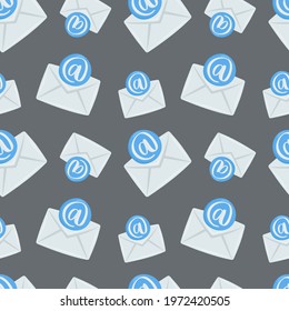 Mail Icon Emoji Pattern. Internet Seamless Background Symbols. Doodle Emoticon Illustration Design Vector.
