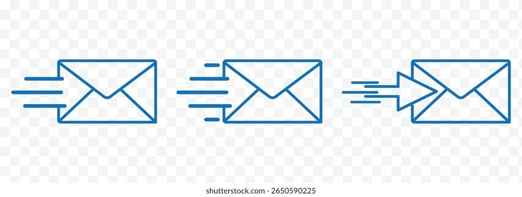 Ícone Correio. Ícone de envelope de email . Ícone Correio. Assinatura de email. Conjunto de vetores de envelope. Enviar sinal de mensagem. Mensagem recebida. Símbolo de velocidade de entrega. eps 10