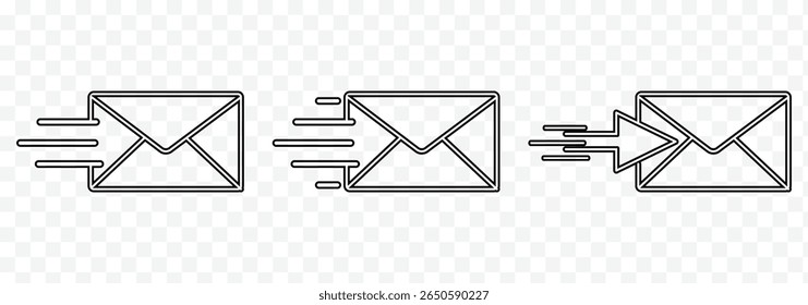 Ícone Correio. Ícone de envelope de email . Ícone Correio. Assinatura de email. Conjunto de vetores de envelope. Enviar sinal de mensagem. Mensagem recebida. Símbolo de velocidade de entrega. eps 10