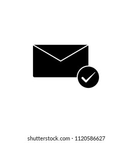 Mail icon, envelope with accept sign. Isolated vector illustration on white background