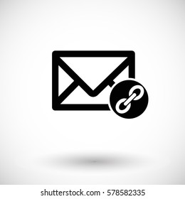 Mail icon, envelope with chain. Flat design vector illustration with round shadow